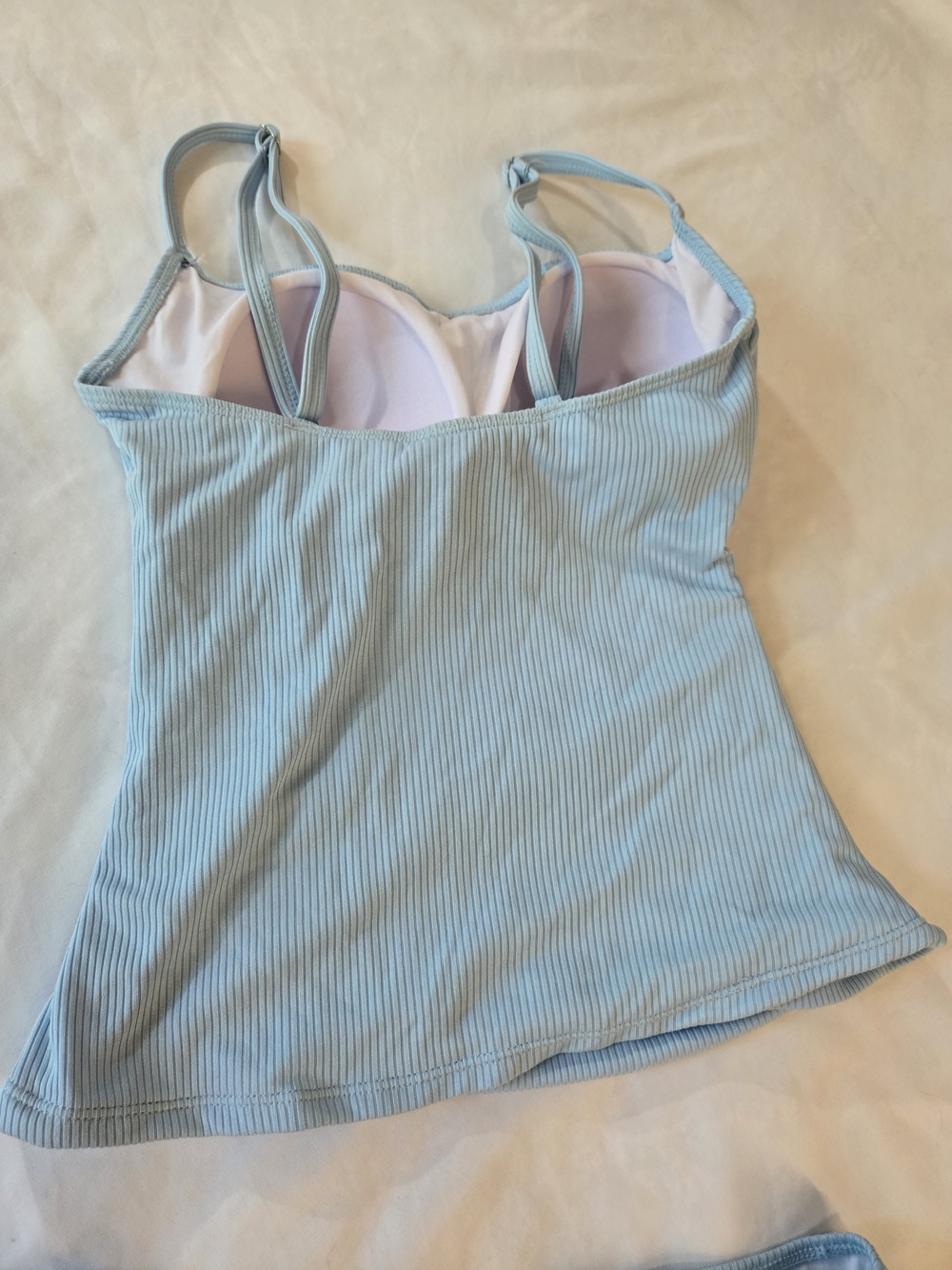 Light Blue Ribbed Two-Piece Tankini Set M - Picture 4 of 6
